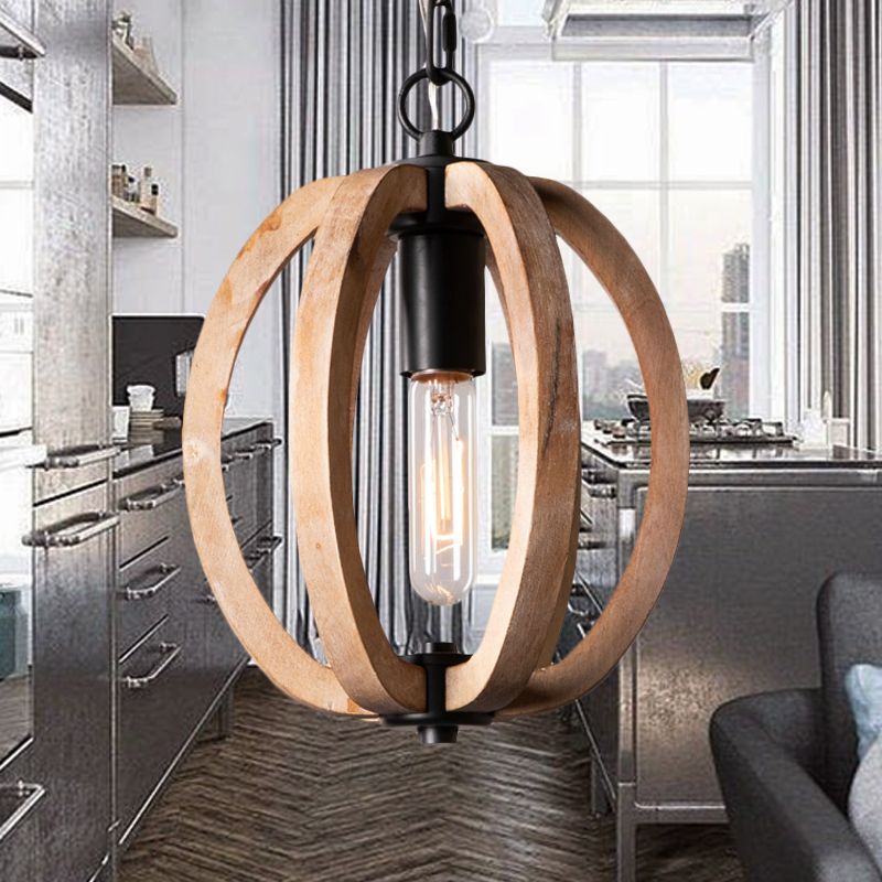 Alessio Orb/Gourd Wood Pendant Light - Lumpaz
