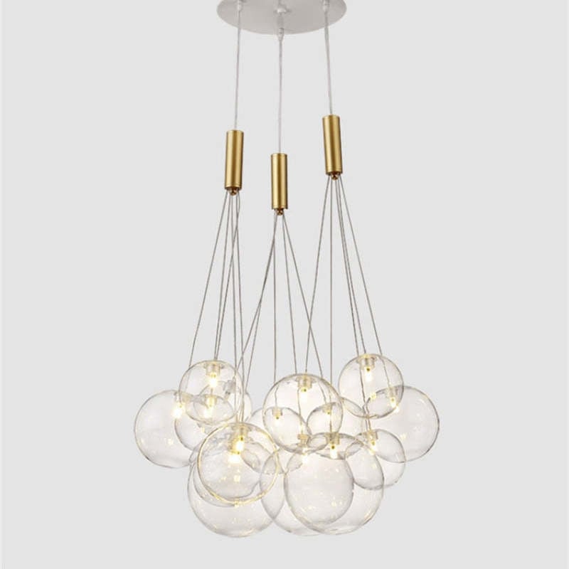Valentina Glass Globe Bubble Pendant Light LED, 3/5/9/15 Heads - Lumpaz