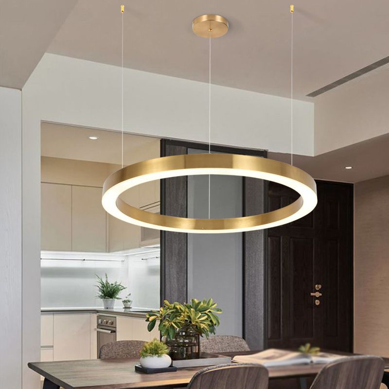 Arisha Modern Ring Metal Pendant Light, Gold - Lumpaz