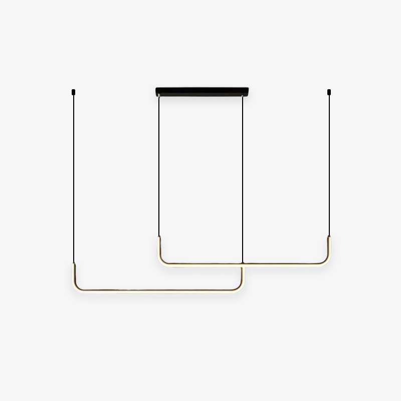 Edge Modern Linear Pendant Light Double Frame, Black/Gold - Lumpaz