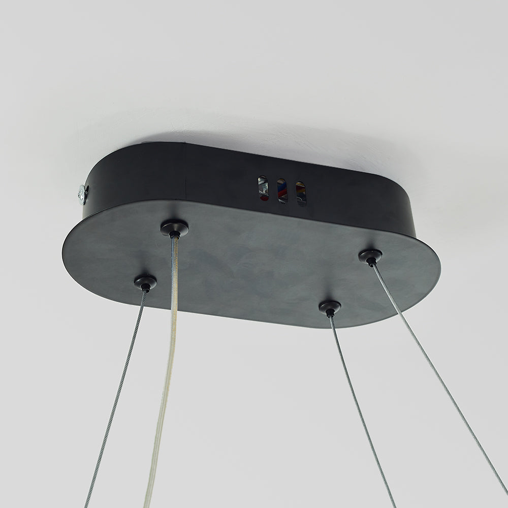 Edge Oval Minimalist Hanging Pendant Light, Black/White/Gold - Lumpaz