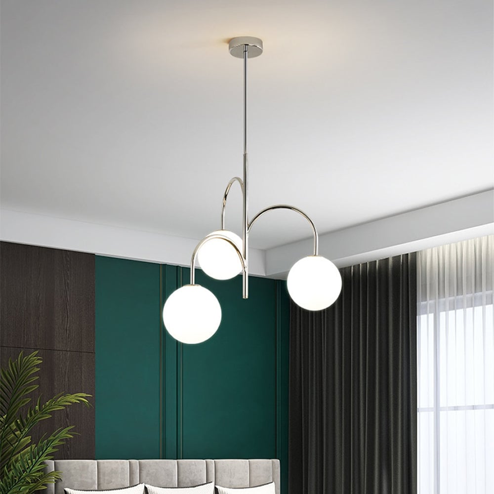Valentina Bauhaus Modern Chrome Pendant Light, 3 Heads - Lumpaz