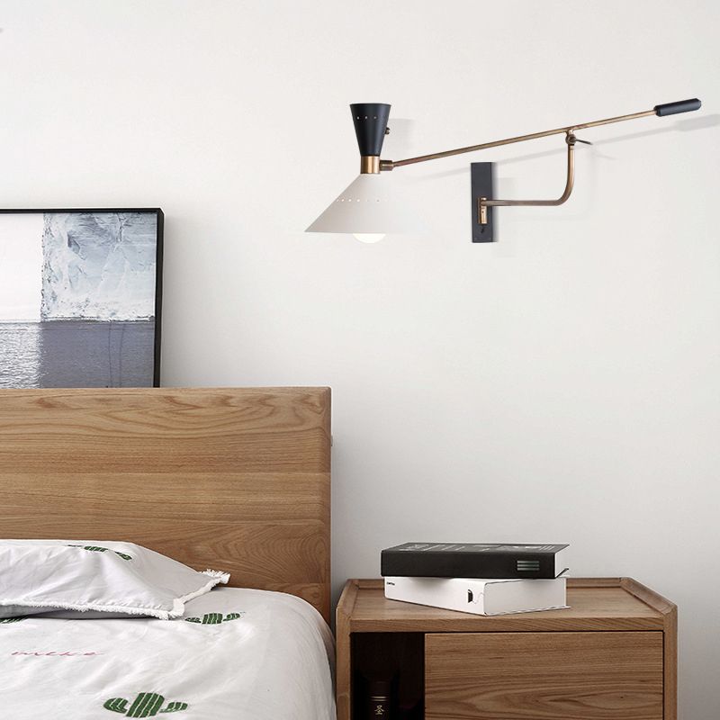 Carins Wall Lamp Nordic Creative Adjustable Metal White, Bedroom - Lumpaz
