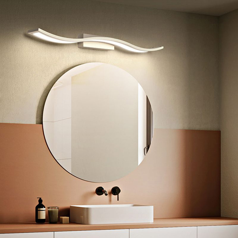 Leigh Modern Art Wave Shape LED Indoor Wall Lamp, Black/White - Lumpaz