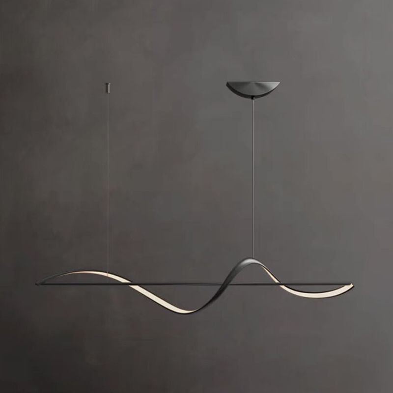 Pendant Light Wave Minimalist Designer Metal Brass/Black Art Gallery - Lumpaz