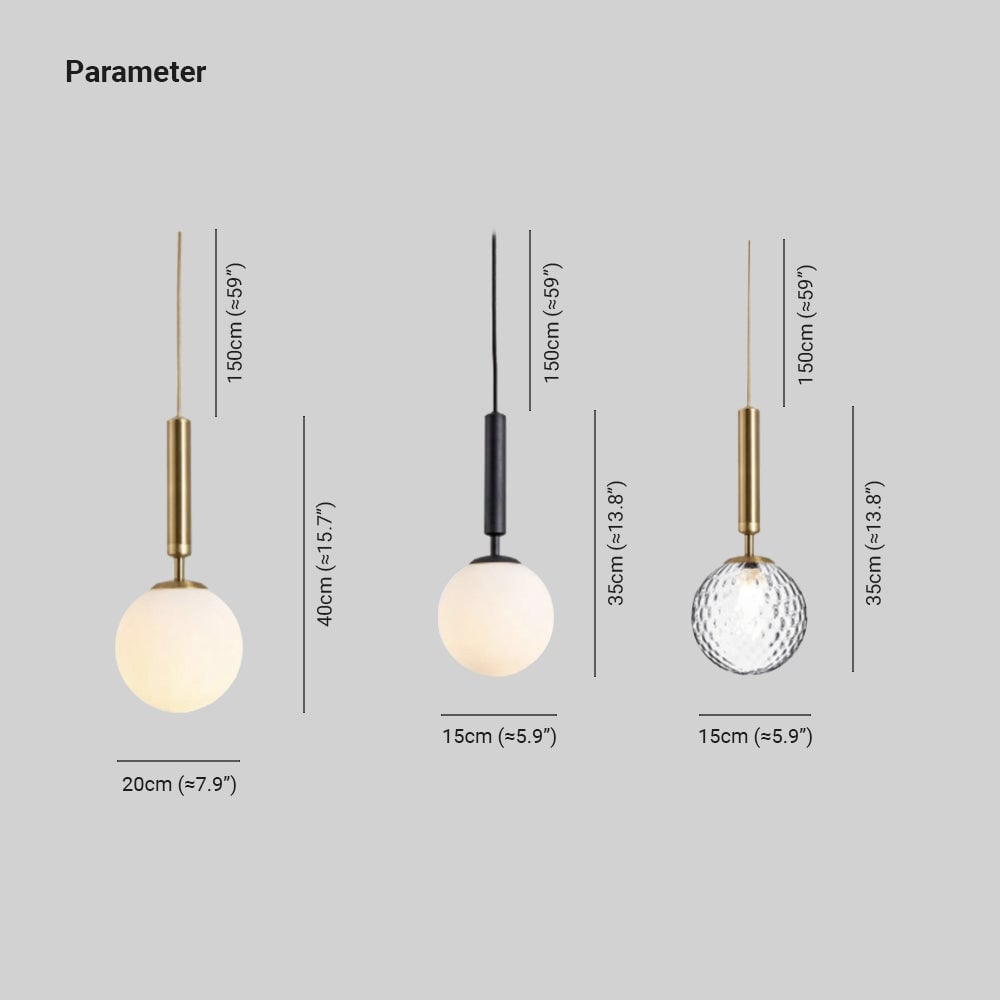 Valentina Modern Glass Ball Pendant Light, White/Clear - Lumpaz