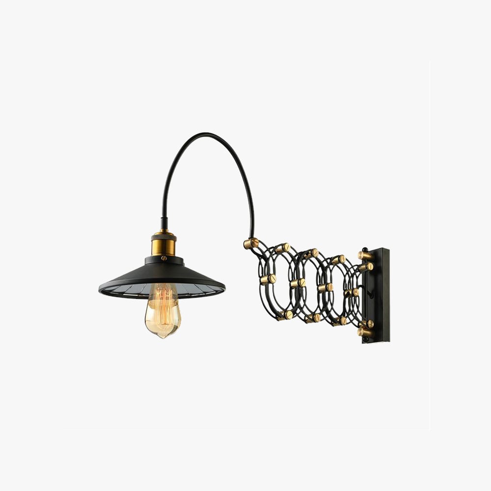 Brady Wall Lamp Arched Lamppost Extendable Arm Metal, Black, Living Room - Lumpaz