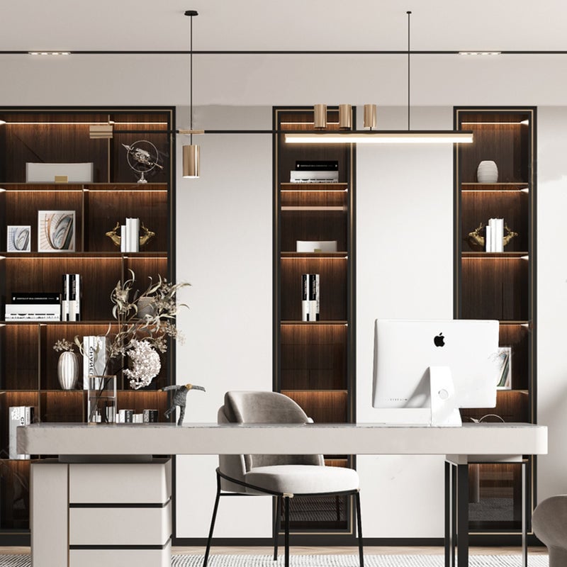 Edge Modern Minimalist Liner Metal/Acrylic Pendant Light, Gold/Black - Lumpaz