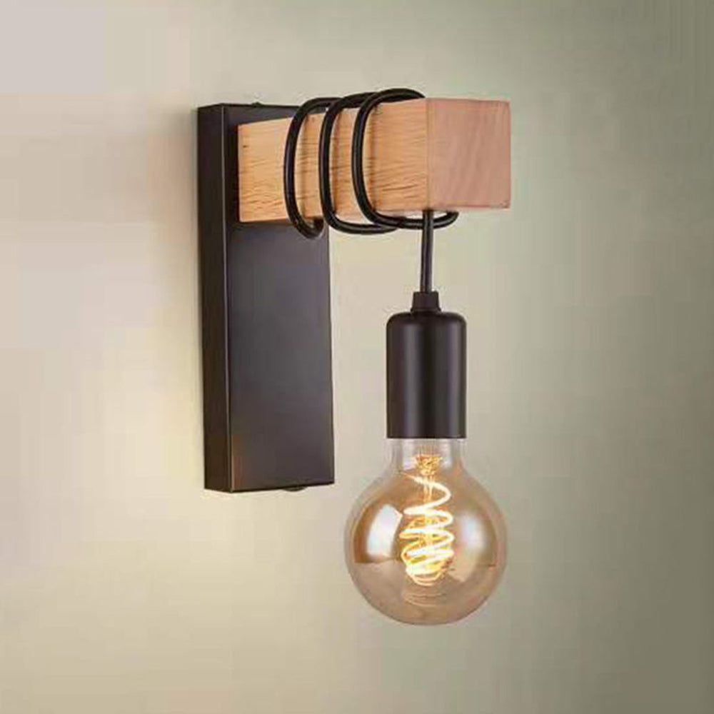 Alessio Wall Lamp Bulb Industrial, Metal, Black/White, Living Room - Lumpaz