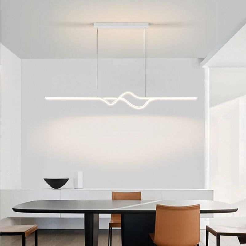 Modern Linear Metal Pendant Light, Black/White/Gray - Lumpaz