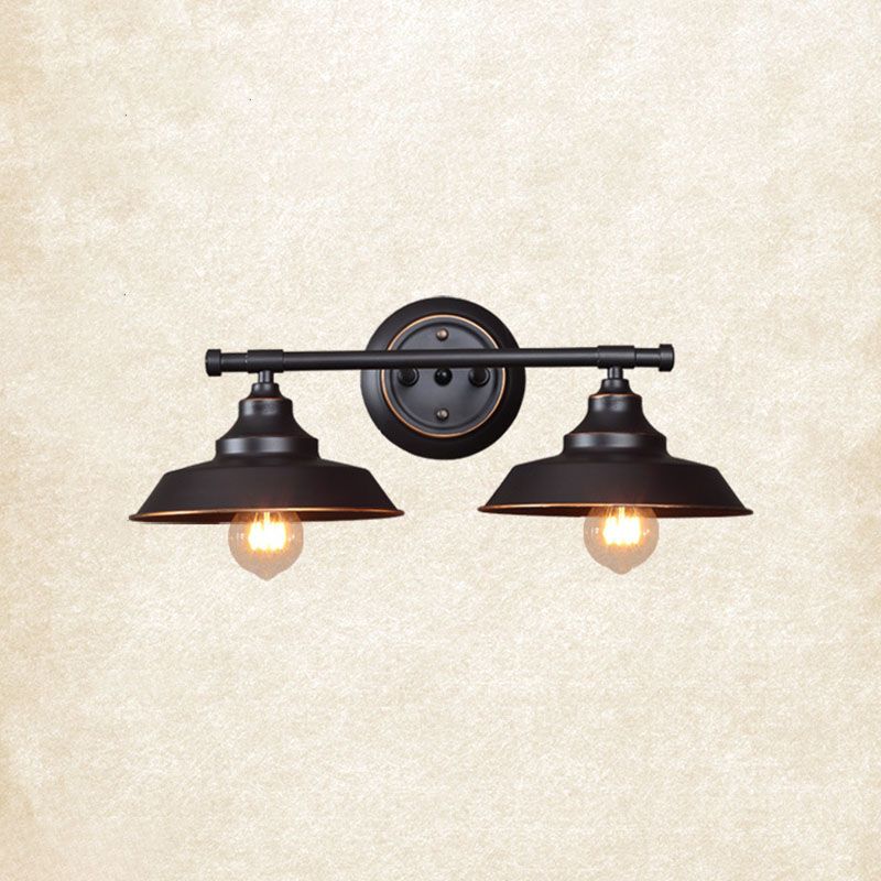 Alessio Retro Bowl-shaped Cast Metal Wall Lamp, Black - Lumpaz