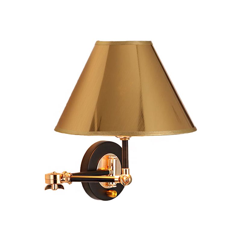 Carins Cone Shaped Adjustable Wall Lamp, Gold, Bedroom - Lumpaz
