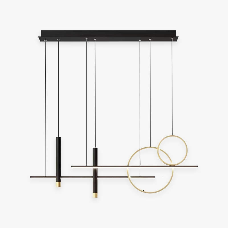 Madina Modern Pendant Light LED, Double Circle, Gold/Black - Lumpaz