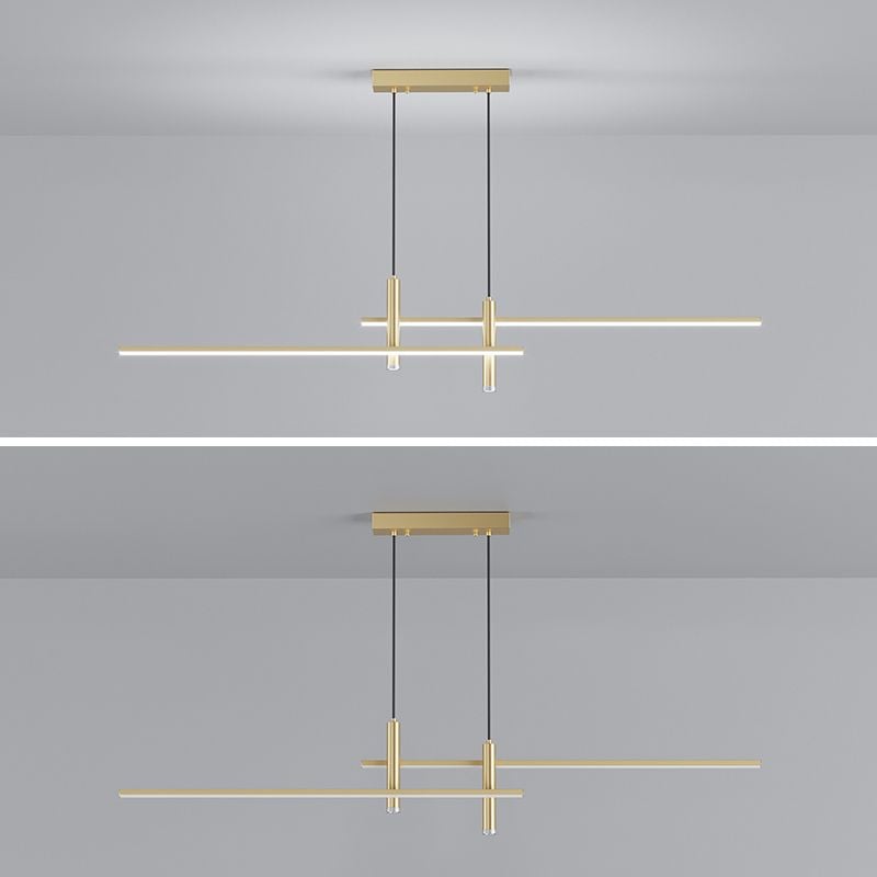 Edge Modern Metal Linear Pendant Light, Black & Gold - Lumpaz