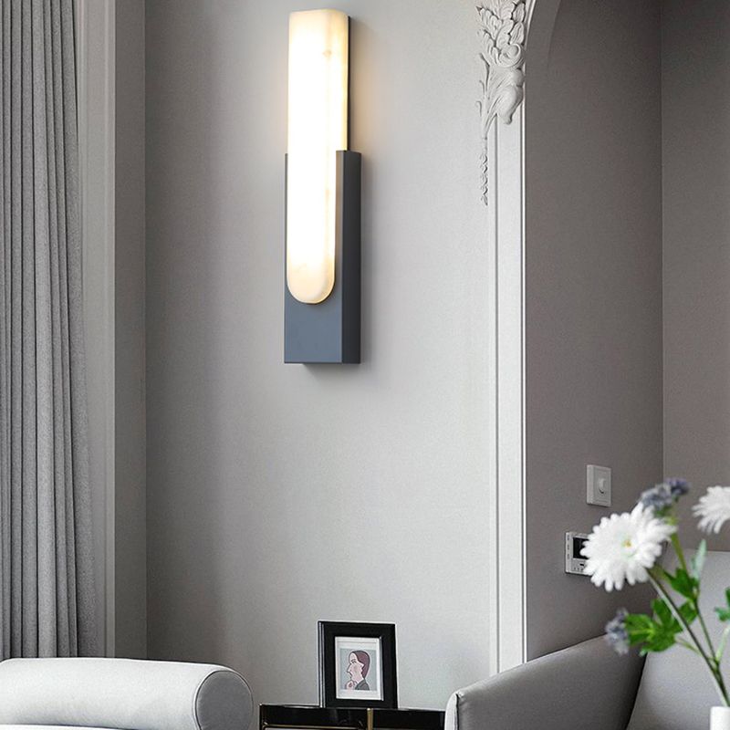 Chan Modern Rectangular Stone Metal Wall Lamp - Lumpaz