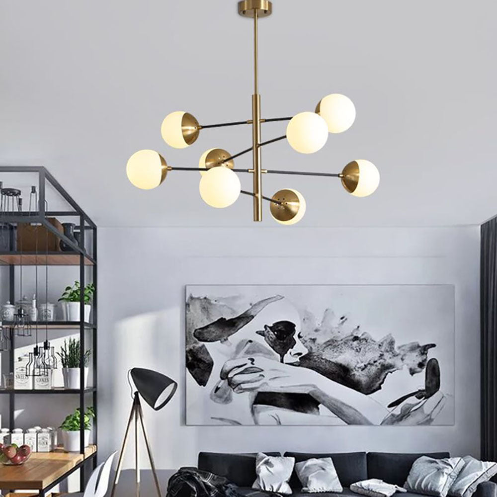 Valentina Nordic Multi Globe Metal/Glass Pendant Light, Gold - Lumpaz