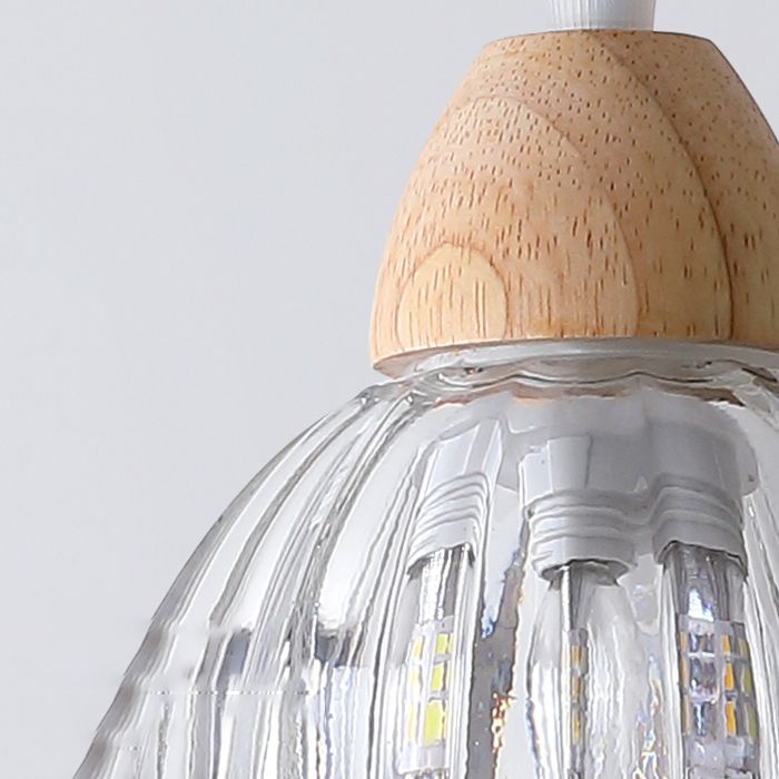 Lily Pleated Clear Wooden Bedroom Vanity Wall Lamp - Lumpaz