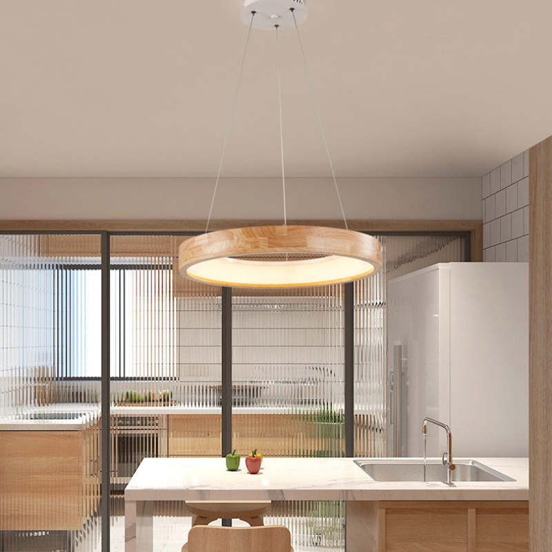 Ozawa Modern Ring Wood Pendant Light - Lumpaz