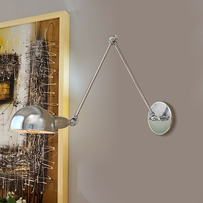 Brady Wall Lamp Dome Minimalist, Adjustable Metal, Silver, Bedroom - Lumpaz