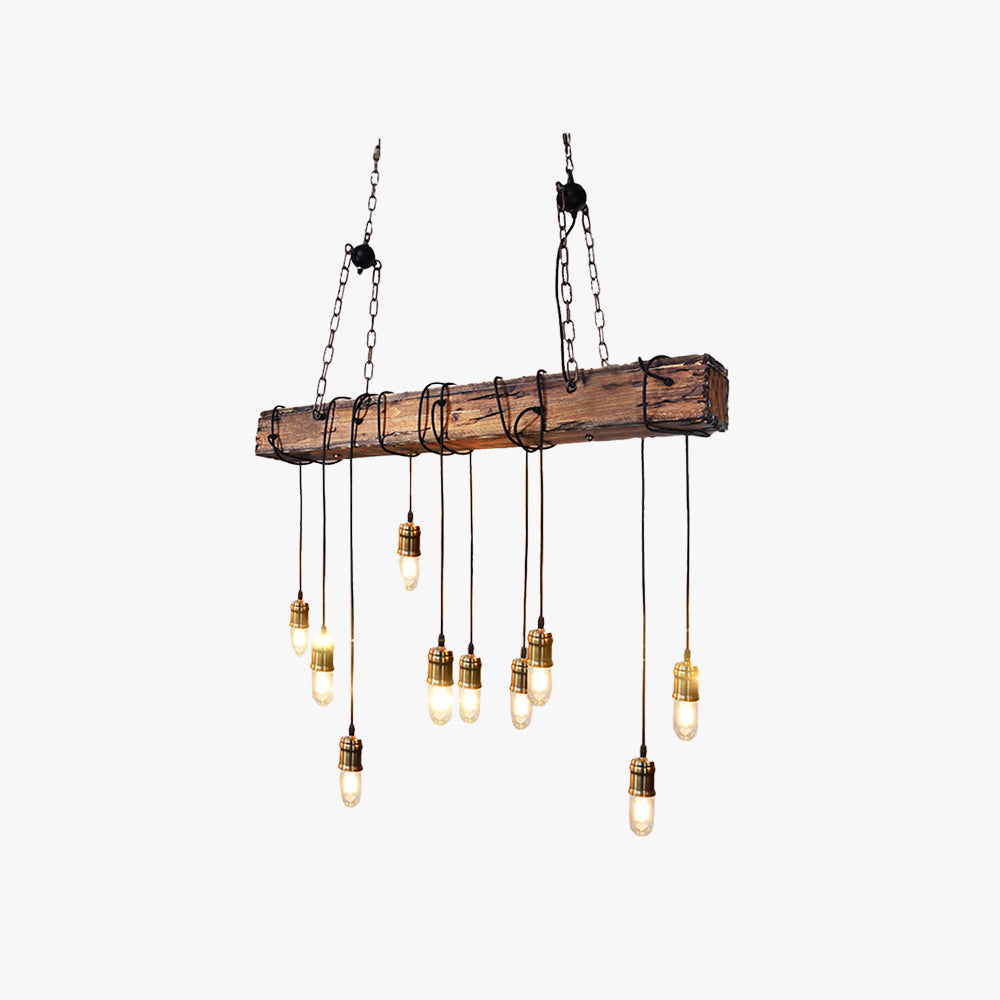 Austin Vintage Industrial Rectangular Wood Pendant Light Wood/Black - Lumpaz