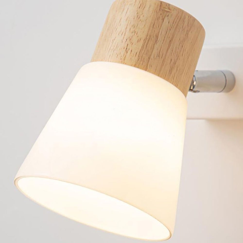 Ozawa Wall Lamp Nordic Vanity Mirror Front, Wood/Glass, White, Basement - Lumpaz