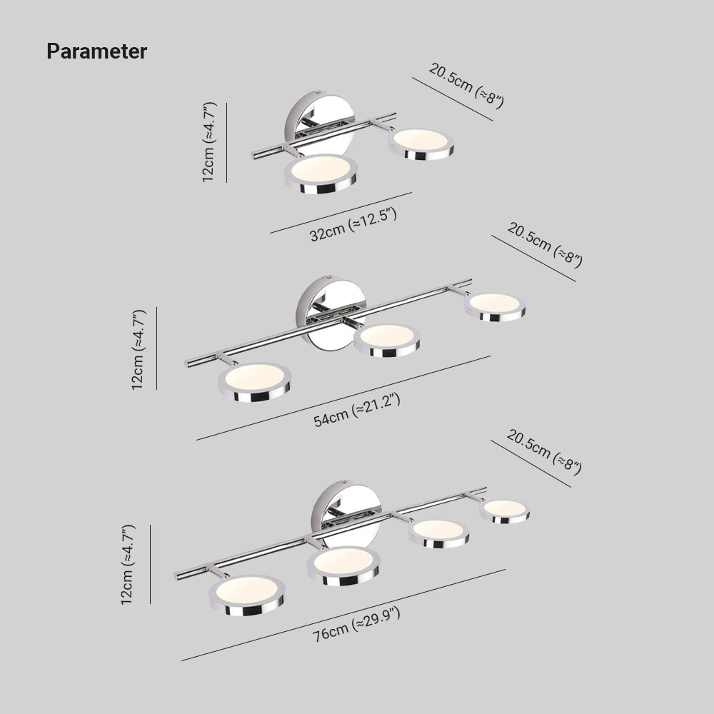 Leigh Modern Arc Wall Lamp, Silver, Metal/Acrylic, Front Mirror Vanity - Lumpaz