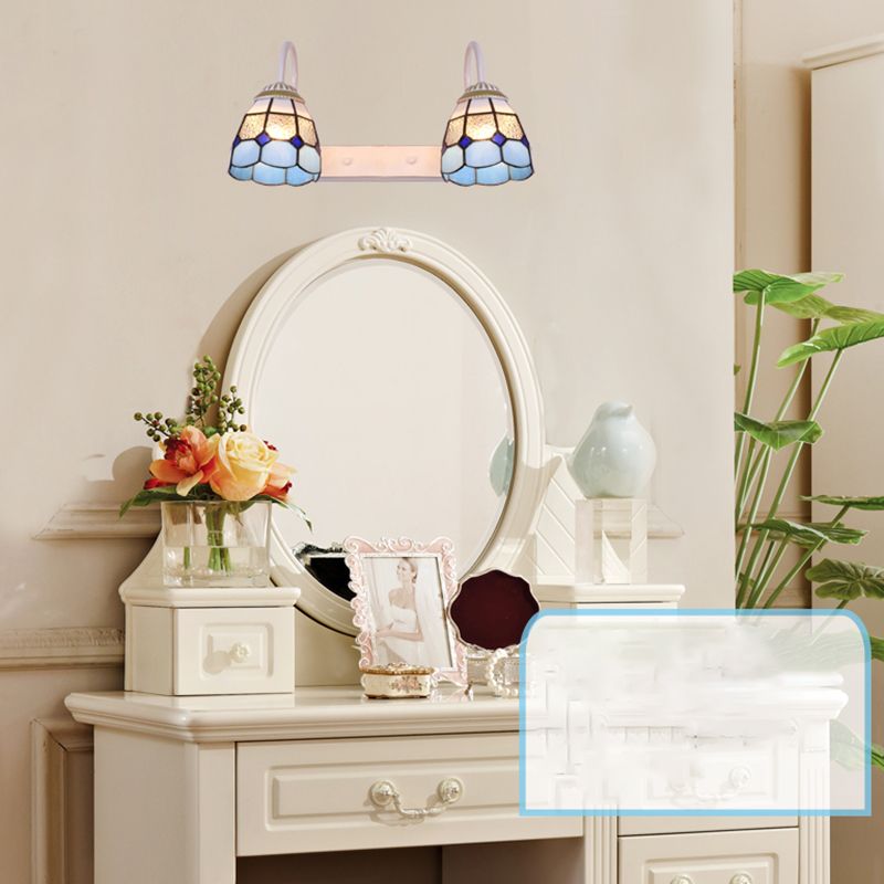 Baxter Vintage Flower Shaped Metal Wall Lamps, Black/White/Blue - Lumpaz