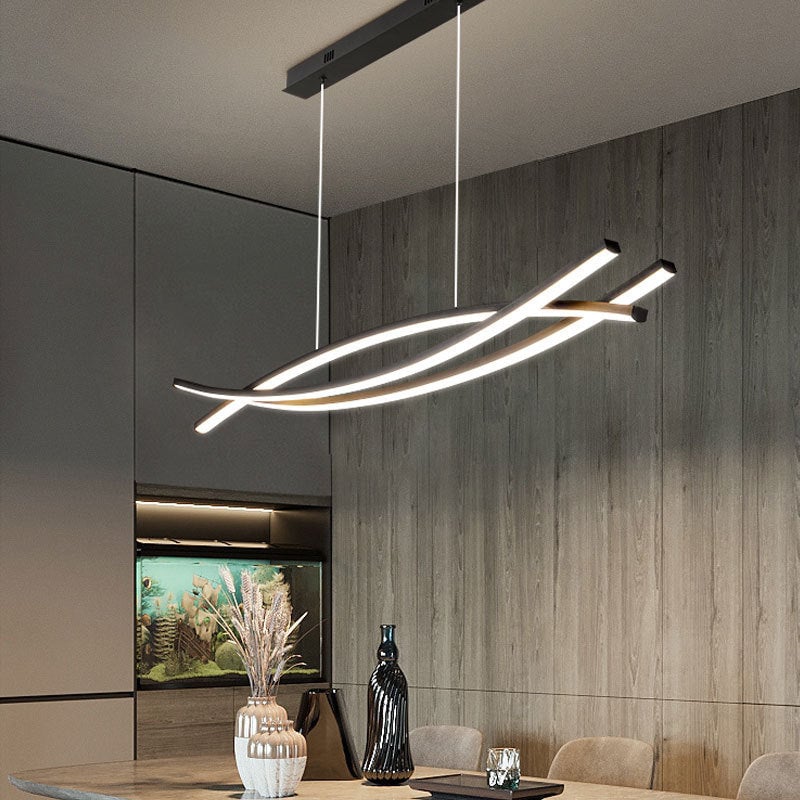Modern Linear Metal Pendant Light, Black - Lumpaz