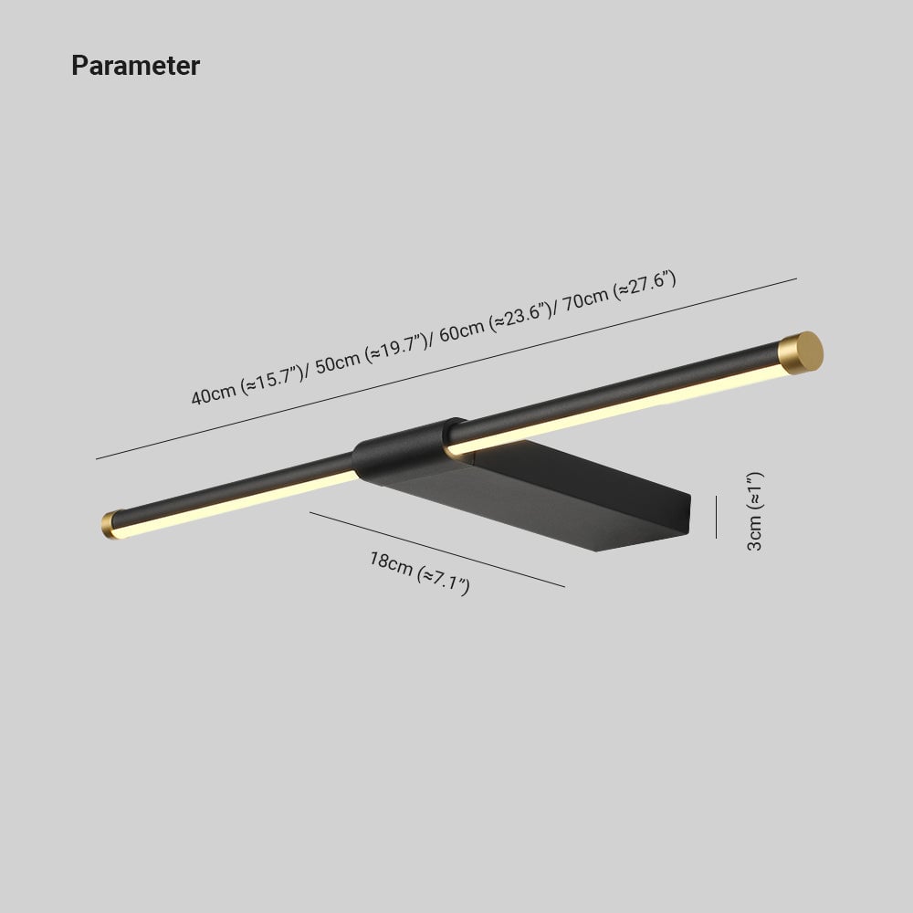 Edge Minimalist Linear Mirror Front Metal Wall Lamp, Black/Gold - Lumpaz