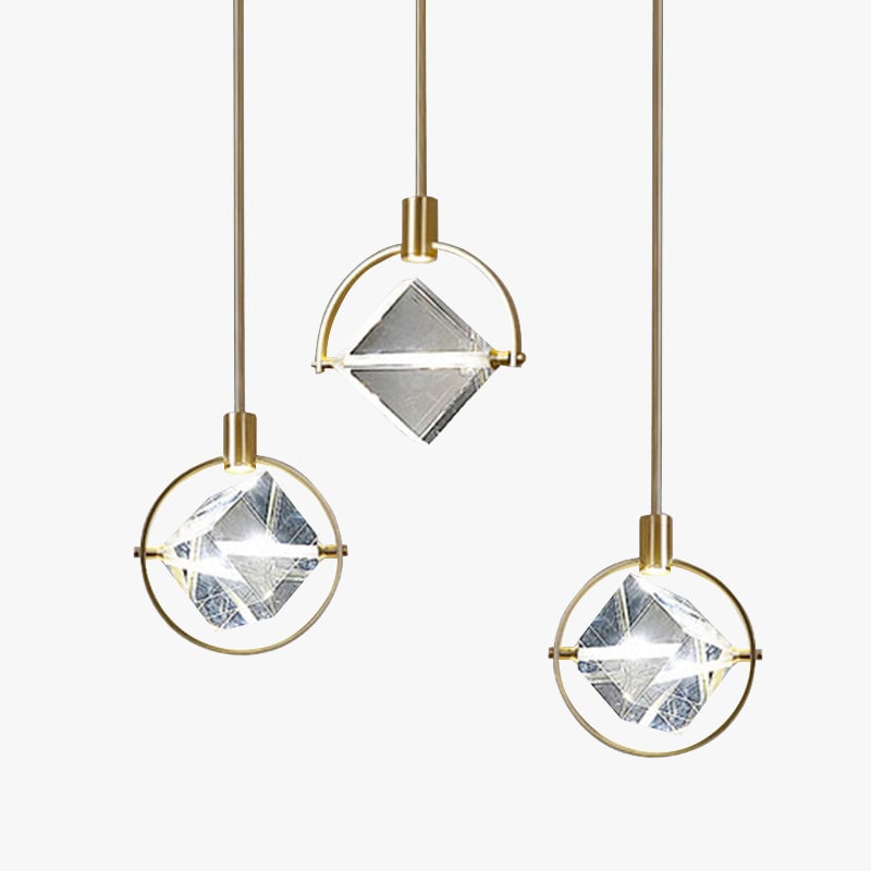 Kristy Modern Luxury Geometry Metal/Crystal Pendant Light, Gold - Lumpaz
