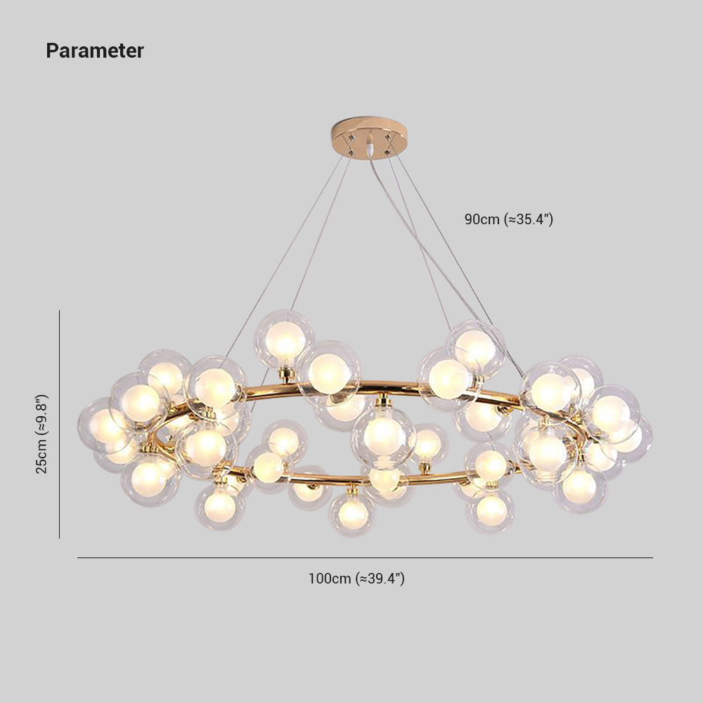 Valentina Modern Gold Bubble Pendant Light, Metal & Glass - Lumpaz