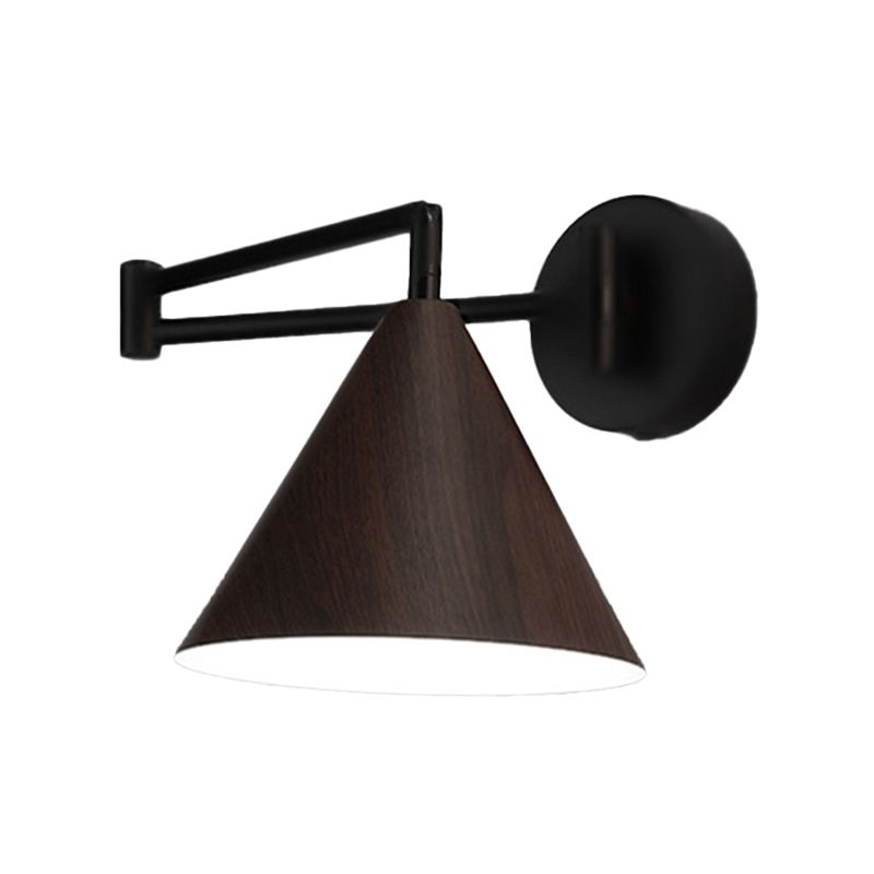 Ozawa Cone Shaped Adjustable Wall Lamp, Metal/Wood, Bedroom - Lumpaz