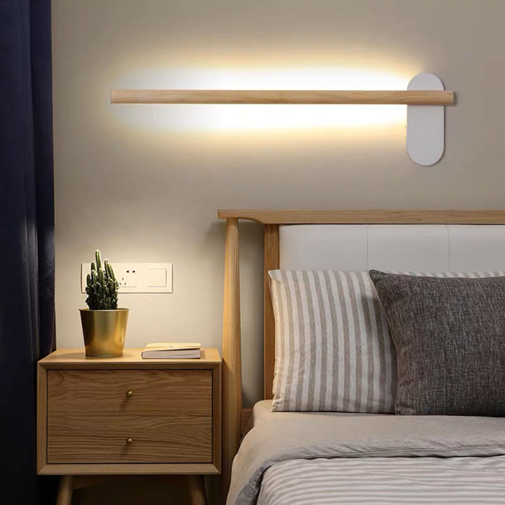 Ozawa Modern Linear Wood Wall Lamp In Living Room, Natural Light - Lumpaz
