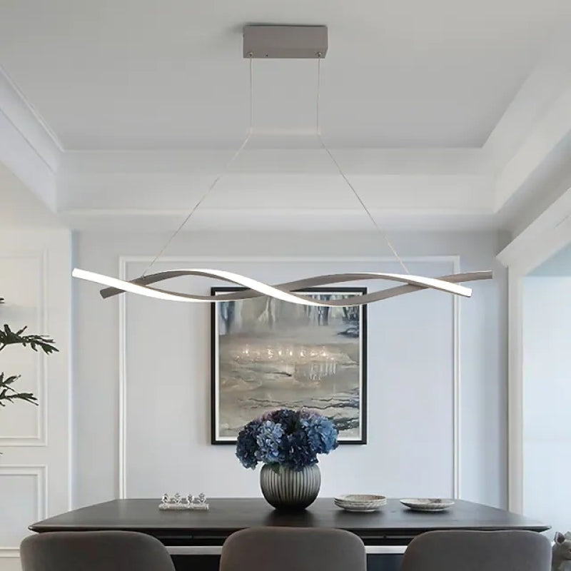 Modern Minimalist Nordic Cross-Curved Metal Pendant Light, Black/Gray - Lumpaz
