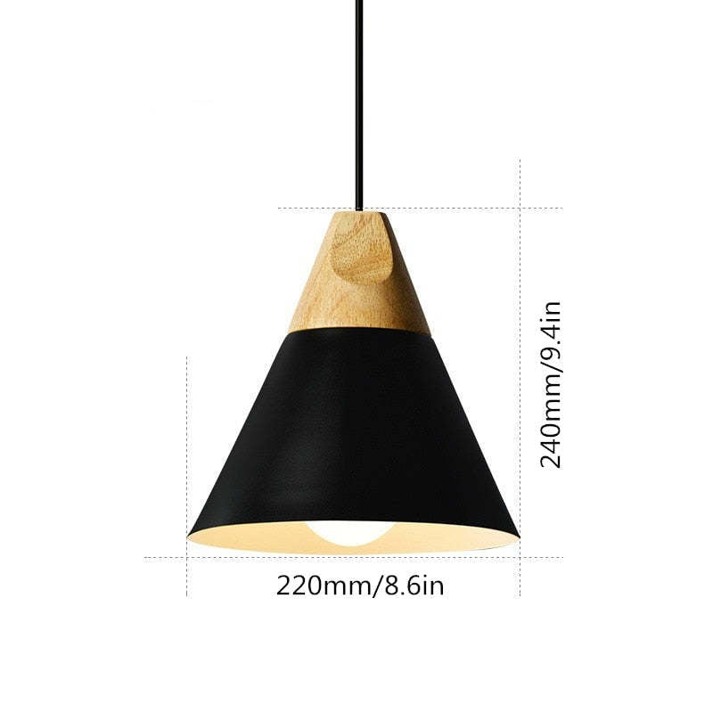 Morandi Multi-Shaped Wood And Metal Pendant Light, 6 Colors - Lumpaz