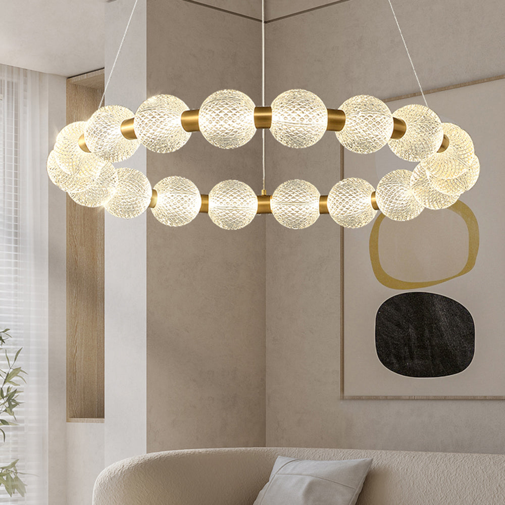 Marilyn Design Ring Metal Pendant Light, Gold, Aluminium/Acrylic - Lumpaz