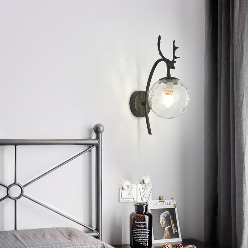 Valentina Modern Art-Deco Deer Bedside Wall Lamp, Black/Gold - Lumpaz