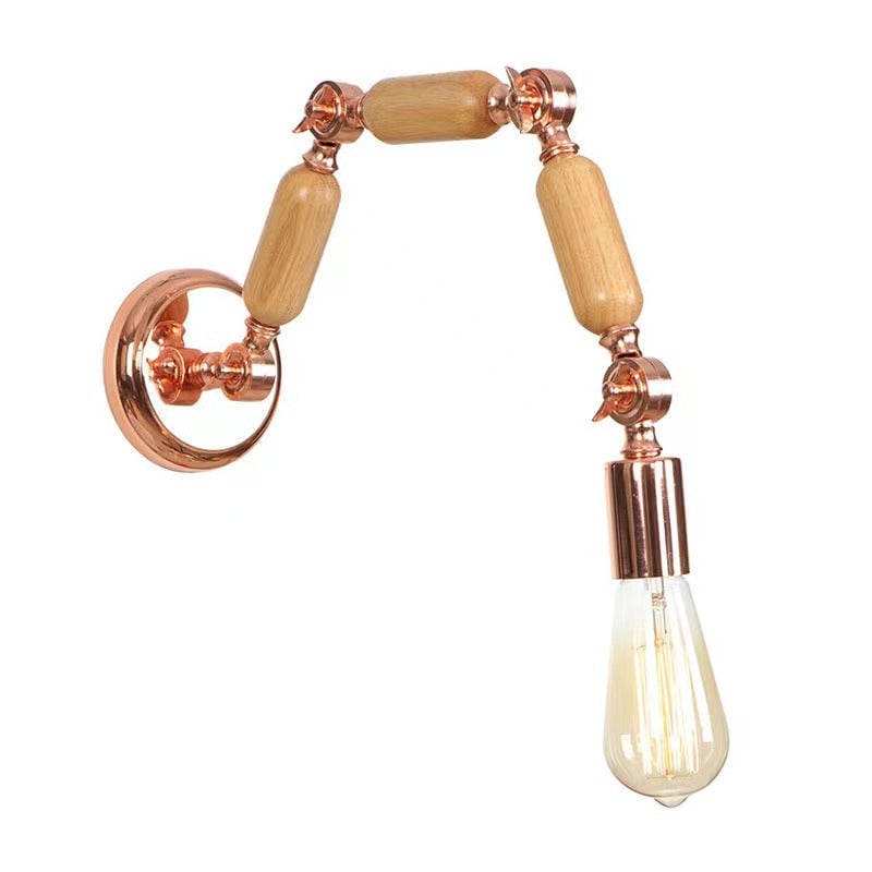 Alessio Wall Lamp Bulb Wooden Adjustable Makeup Gold, Living Room - Lumpaz