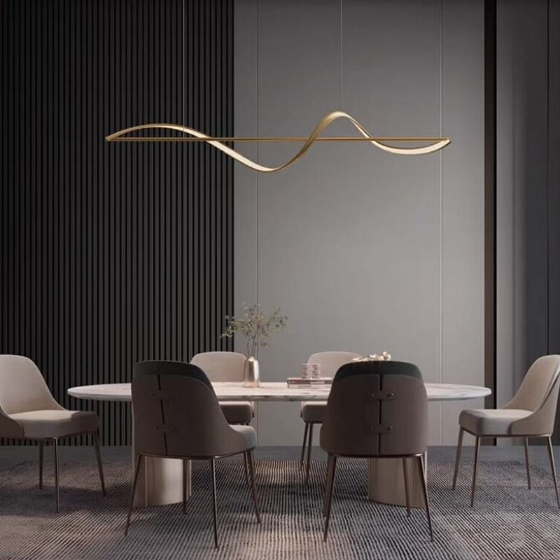 Pendant Light Wave Minimalist Designer Metal Brass/Black Art Gallery - Lumpaz
