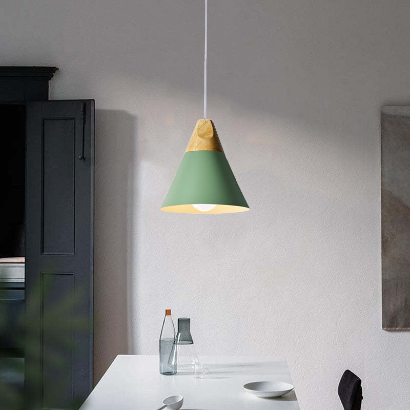 Morandi Multi-Shaped Wood And Metal Pendant Light, 6 Colors - Lumpaz