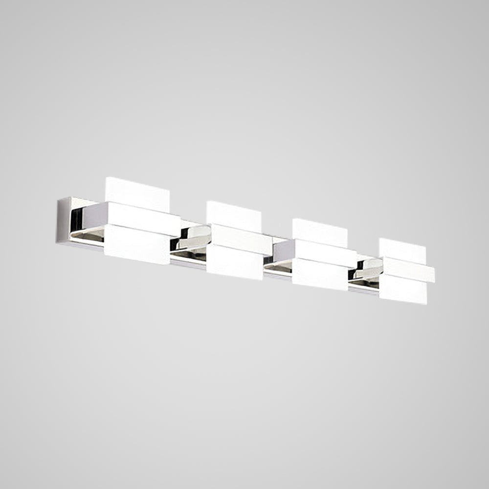 Leigh Modern Square Metal/Acrylic Wall Lamp, Silver, Bathroom - Lumpaz