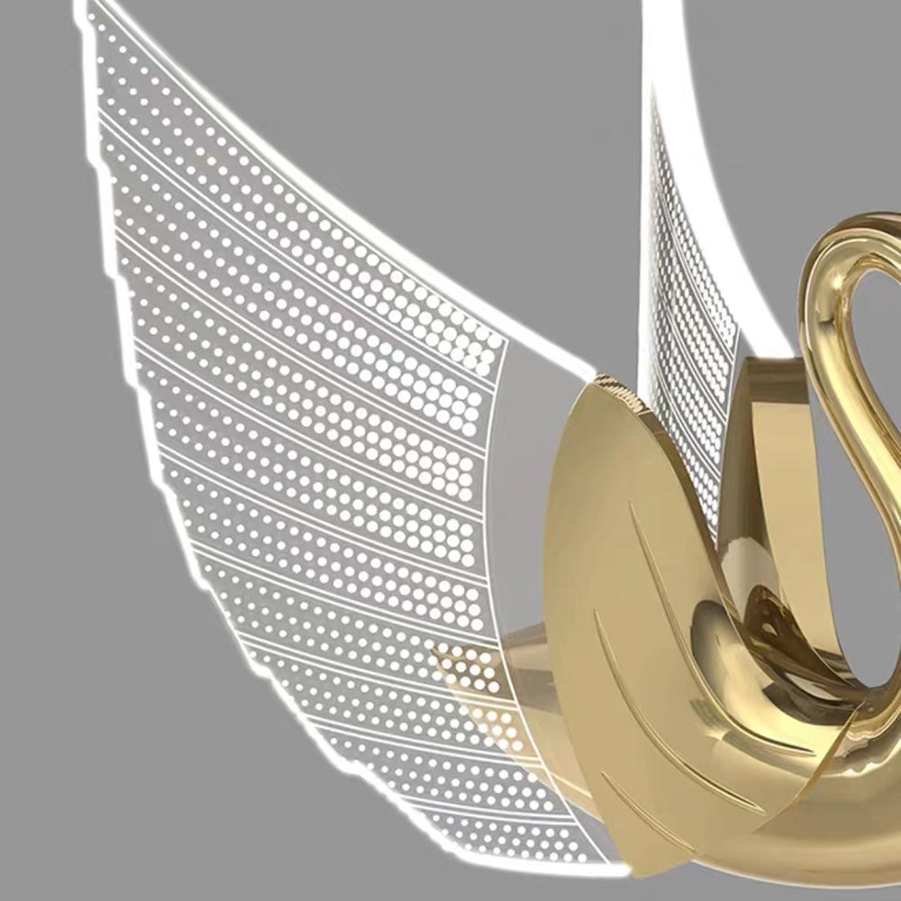 Kady Art Deco Swan Acrylic/Metal Wall Lamp, Gold/Rose Gold - Lumpaz