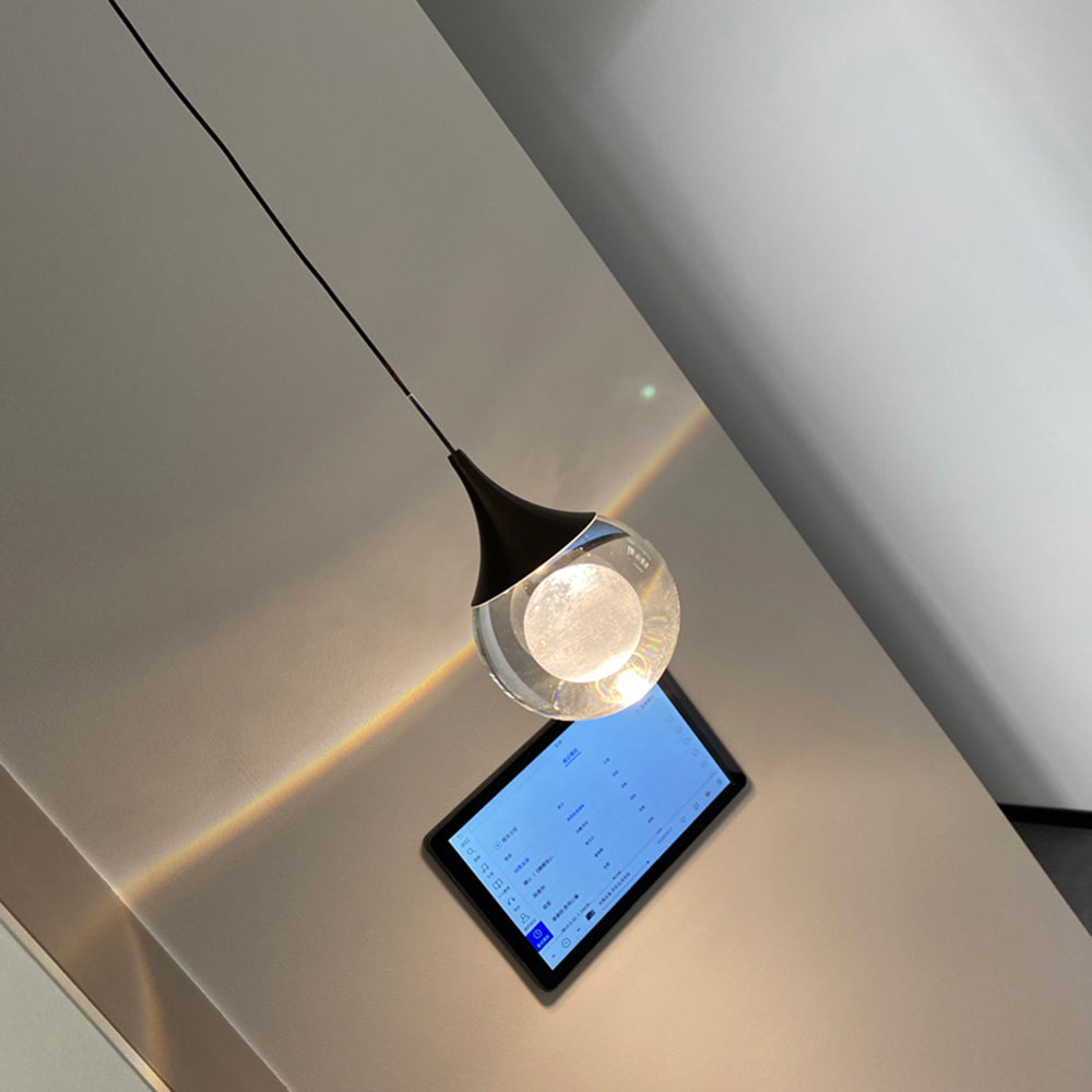 Elif Minimalist Moon Metal Pendant Light,Black - Lumpaz