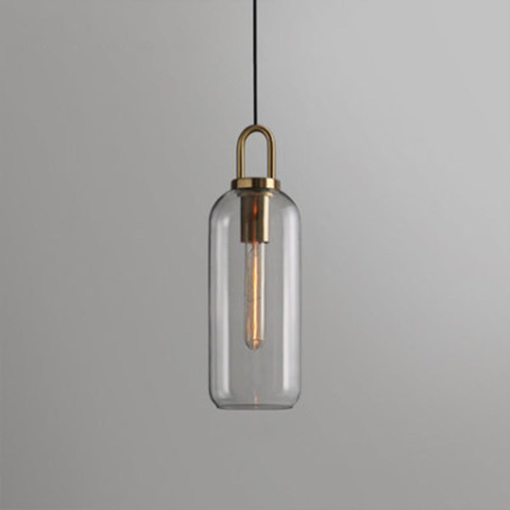 Hailie Clear& Glass Cylinder Pendant Light, 2 Color - Lumpaz