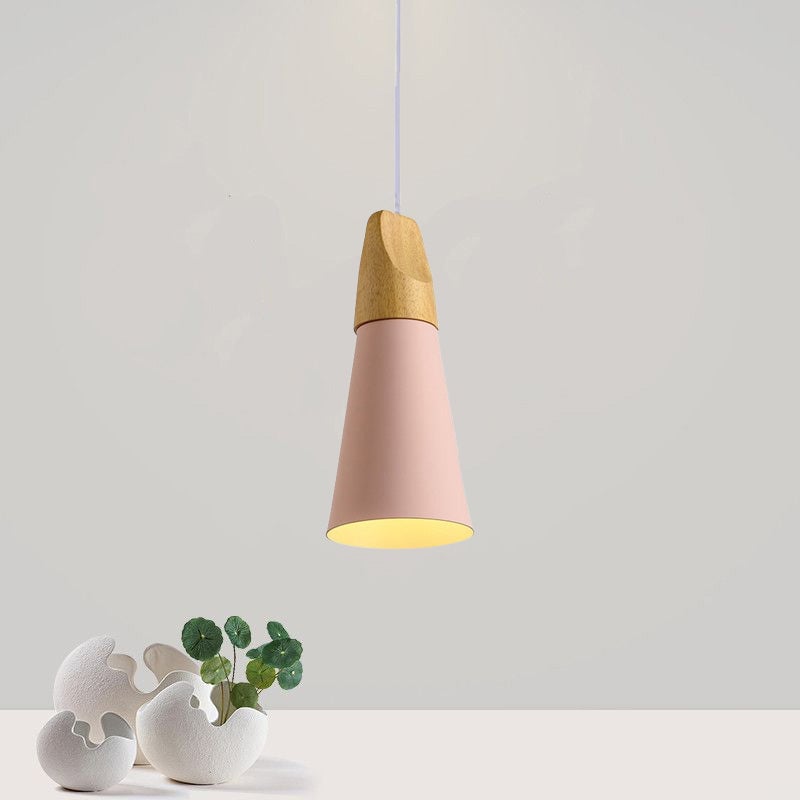 Morandi Multi-Shaped Wood And Metal Pendant Light, 6 Colors - Lumpaz
