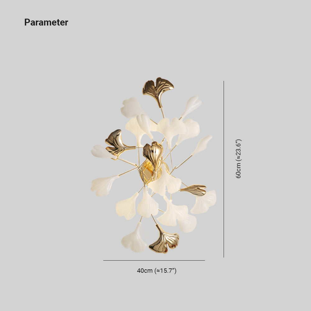 Olivia Decorative Flower Ceramic/Metal Wall Lamp White/Gold Bedroom - Lumpaz