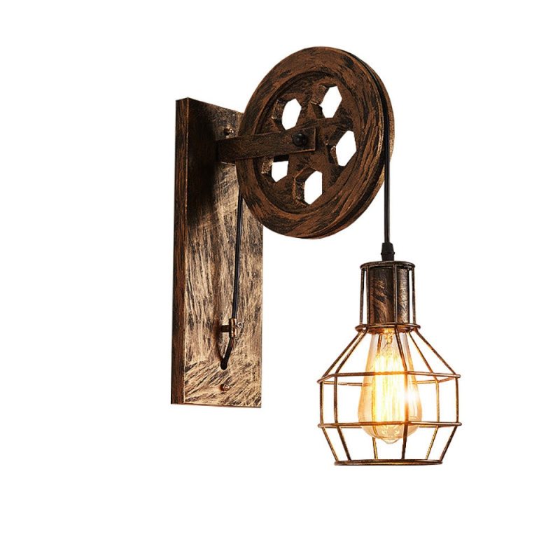 Alessio Wall Lamp Retro, Metal, Rust/Bronze/Black, Bedroom - Lumpaz