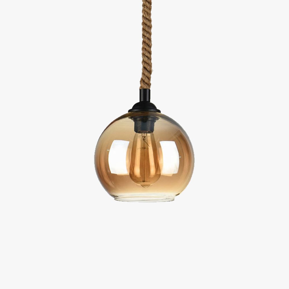 Hailie Vintage Industrial Ball Glass Pendant Light, Clear/Amber - Lumpaz