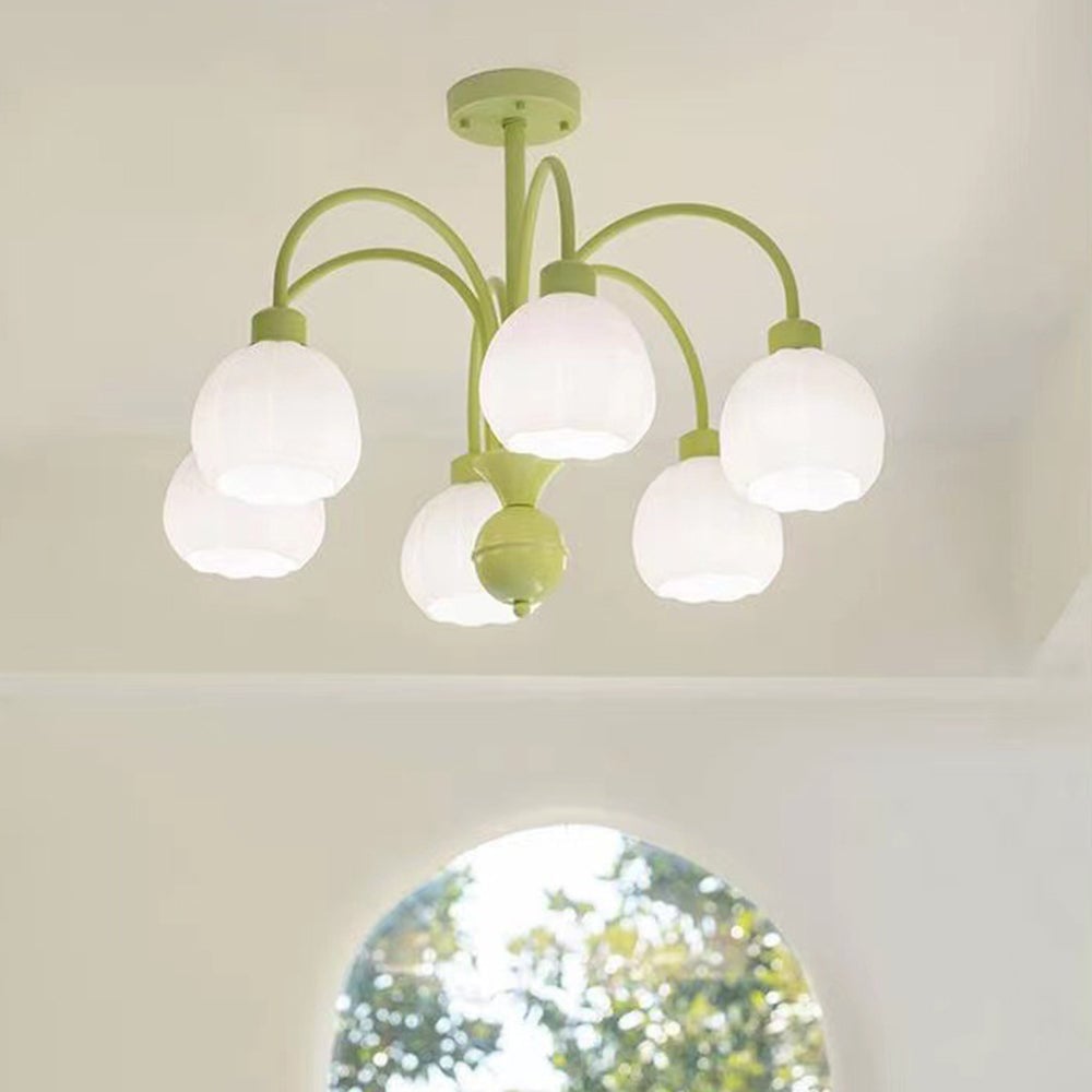 Lily Modern Pumpkin Metal Pendant Light,Green - Lumpaz