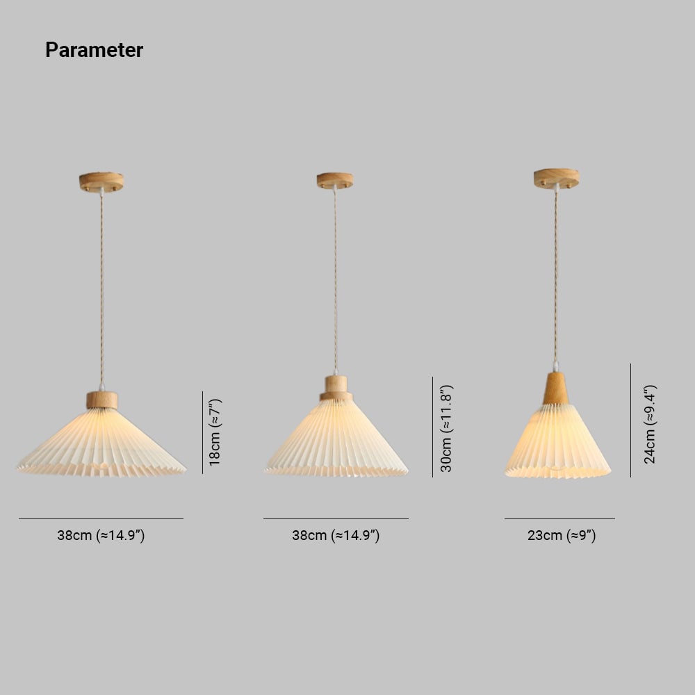 Ozawa Pendant Light Umbrella Shape Art, Wood, White, Bedroom - Lumpaz